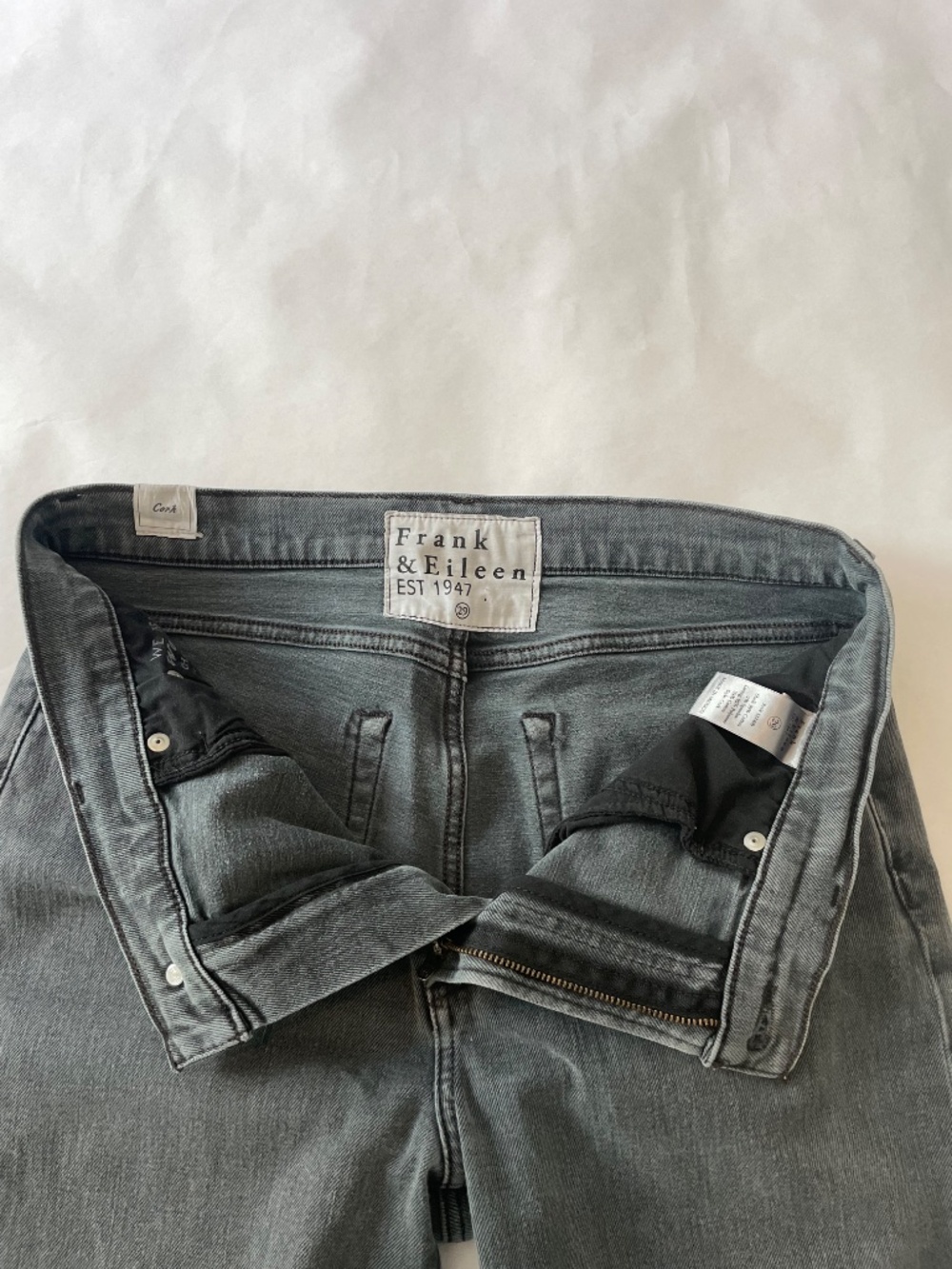 Frank & Eileen Cork Straight Leg Jeans, High Rise Crop Black Gray Denim, Size 29 - Picture 6 of 8